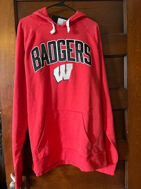 Wisconsin Badgers Red Pullover Hoodie with W Logo